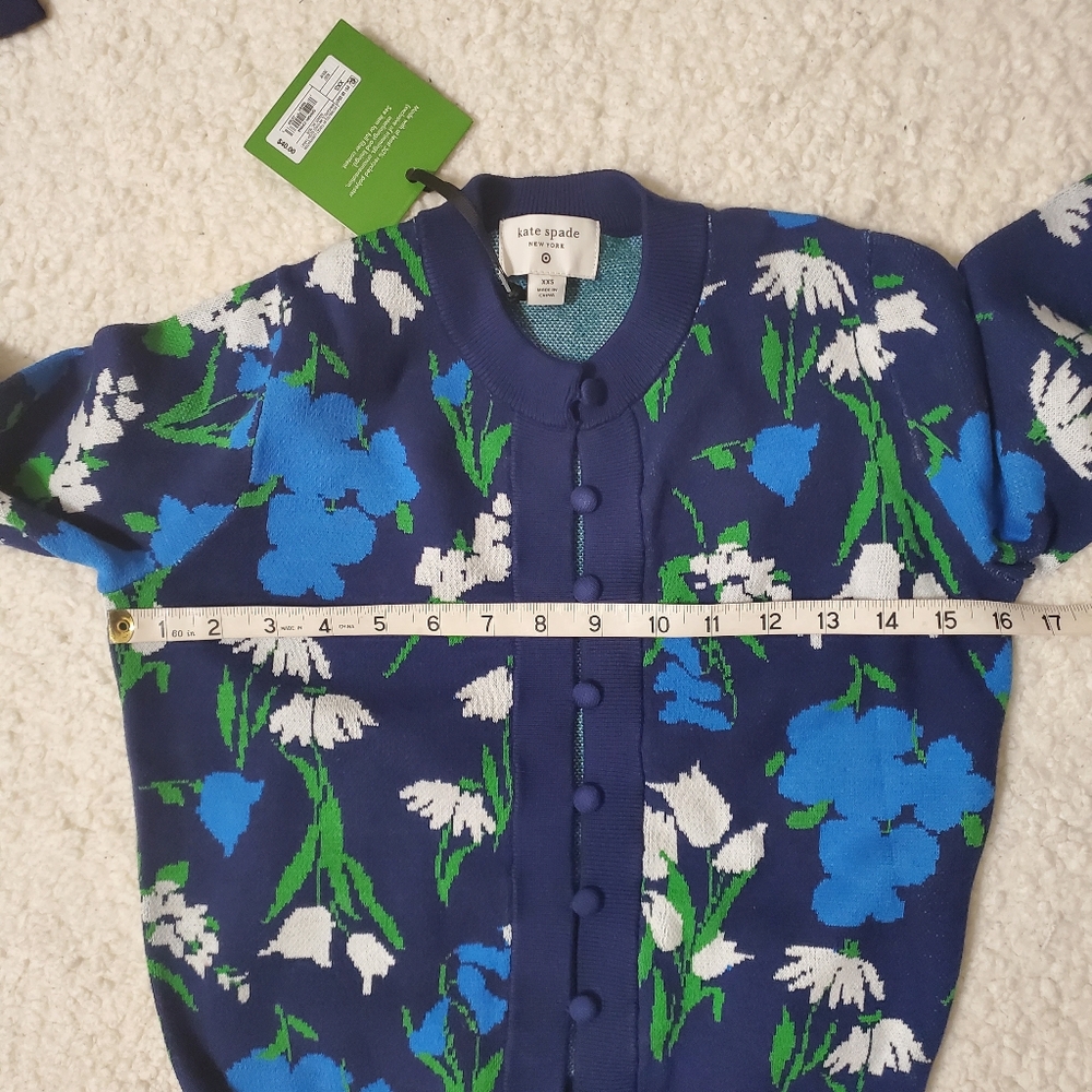 Kate Spade New York Women's Mixed Floral Cardigan - Blue/Green/White XS - Picture 15 of 15